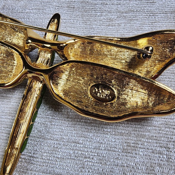 Joan Rivers Big Statement Dragonfly Multicolor Abalone Rhinestone Brooch Pin - Picture 5 of 7